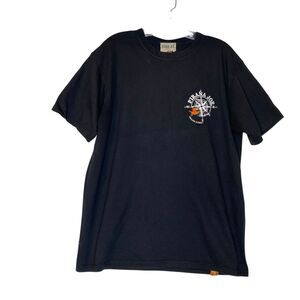Pirana Joe T-Shirt Men L Black Double Side Graphic Print Short Sleeve Casual